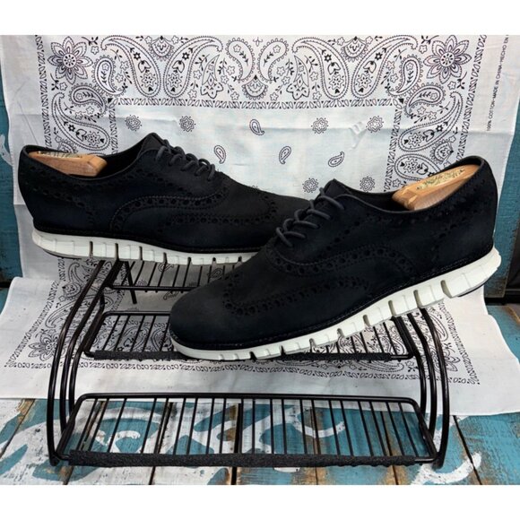 Cole Haan Zerogrand Wing Tip Black Suede C23740 Size  8.5M EUC main image 7